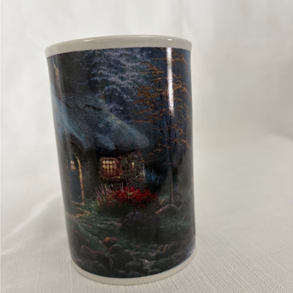 Thomas Kinkade 2003 Art Coffee Mug Cottage Bridge (F118)✨